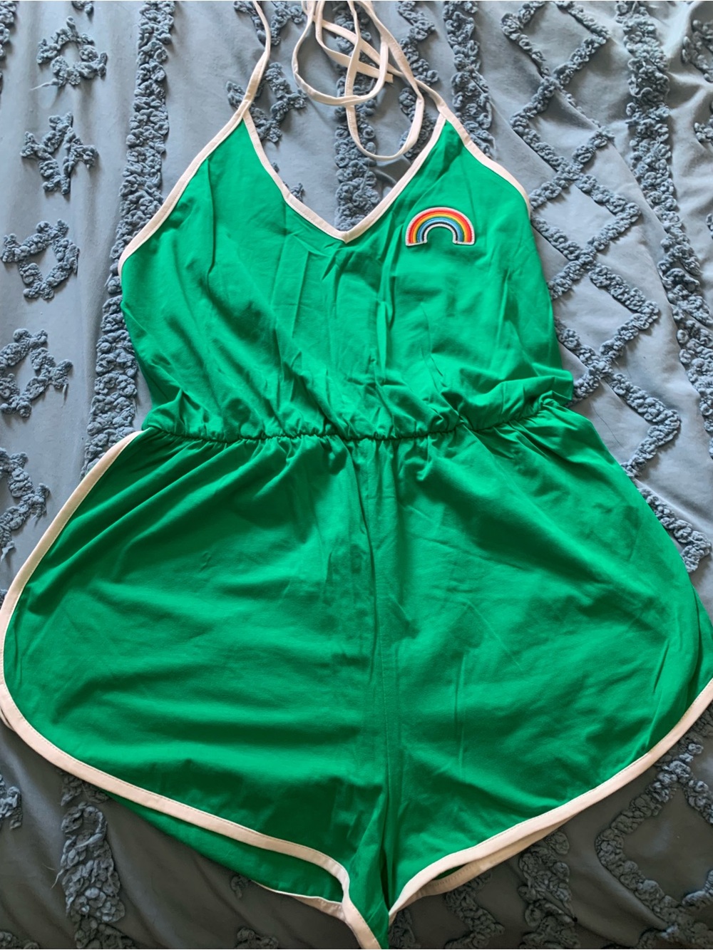 Women's Halter Rainbow Short Jumpsuit Romper Size L